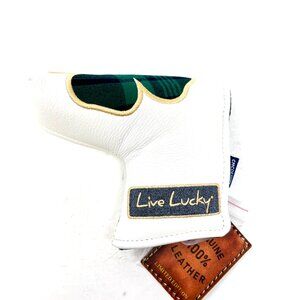 CMC Design Live Lucky White Leather Blade Putter Headcover, Men's